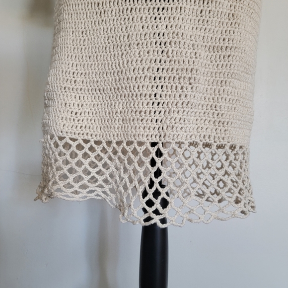 Nicole Miller Linen-Cotton Blend Crochet Transparent Swimsuit Cover-Up Small - Picture 7 of 10